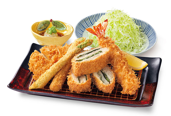 アスパラと大葉重ねかつとヒレ弁当